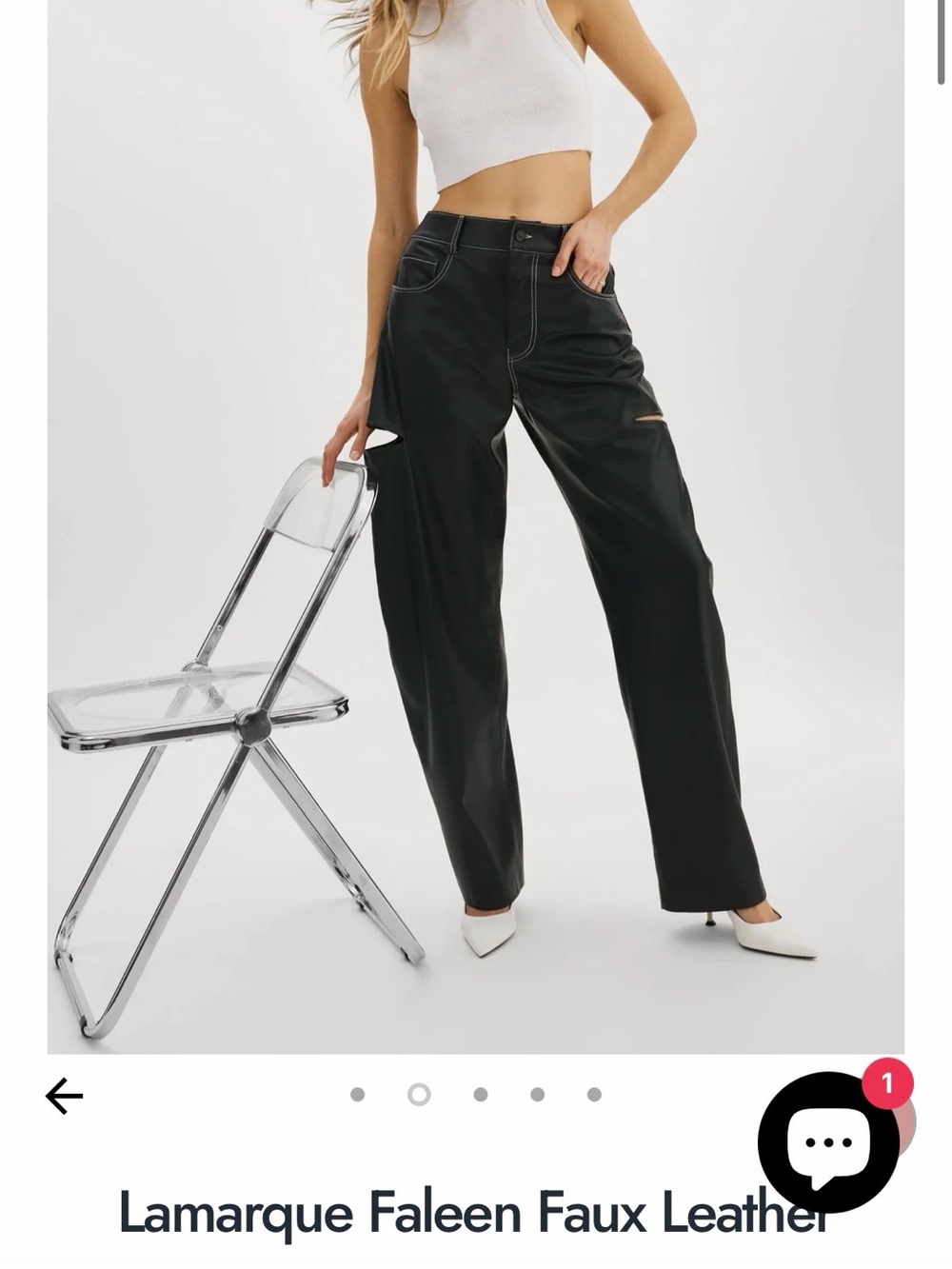Lamarque Black Faux Leather Wide-Leg Pants